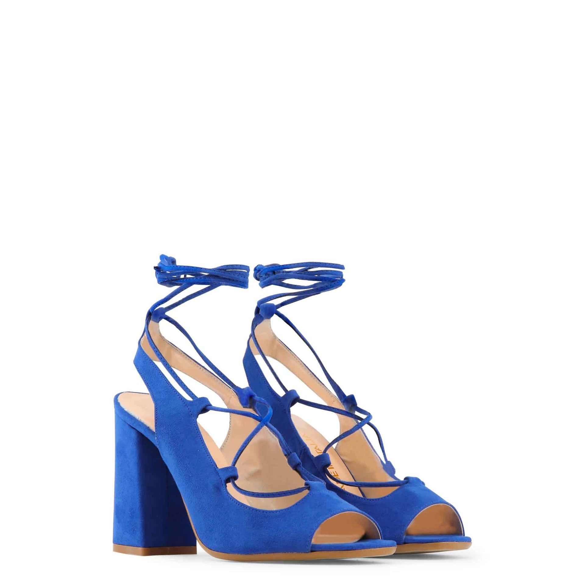 Par de sandalias de cordones en azul vibrante – Made in Italy