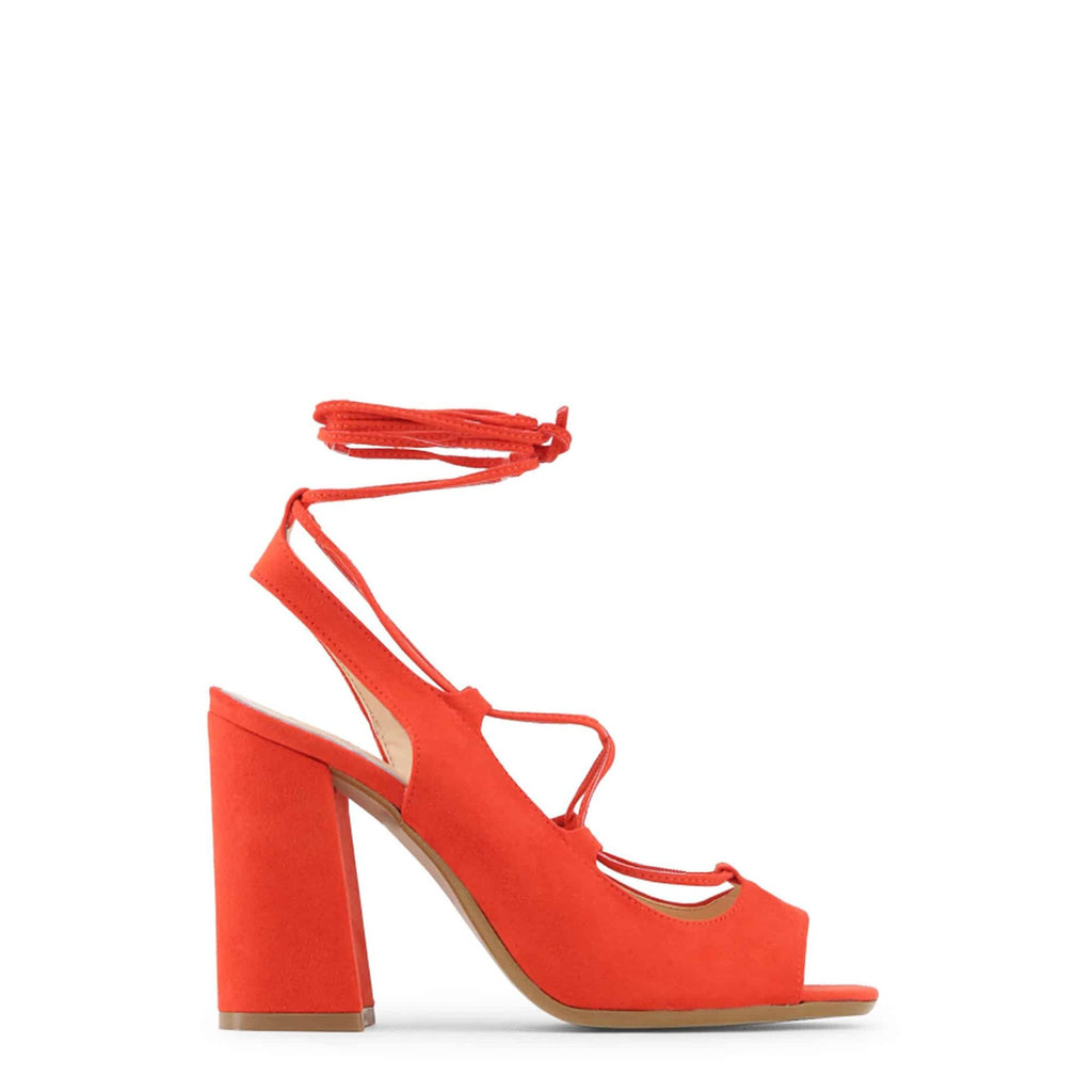 Sandalia roja elegante con cordón cruzado y tacón de 10 cm