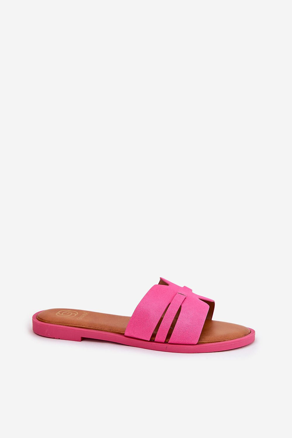 Sandalias planas fucsias con corte moderno y tira central