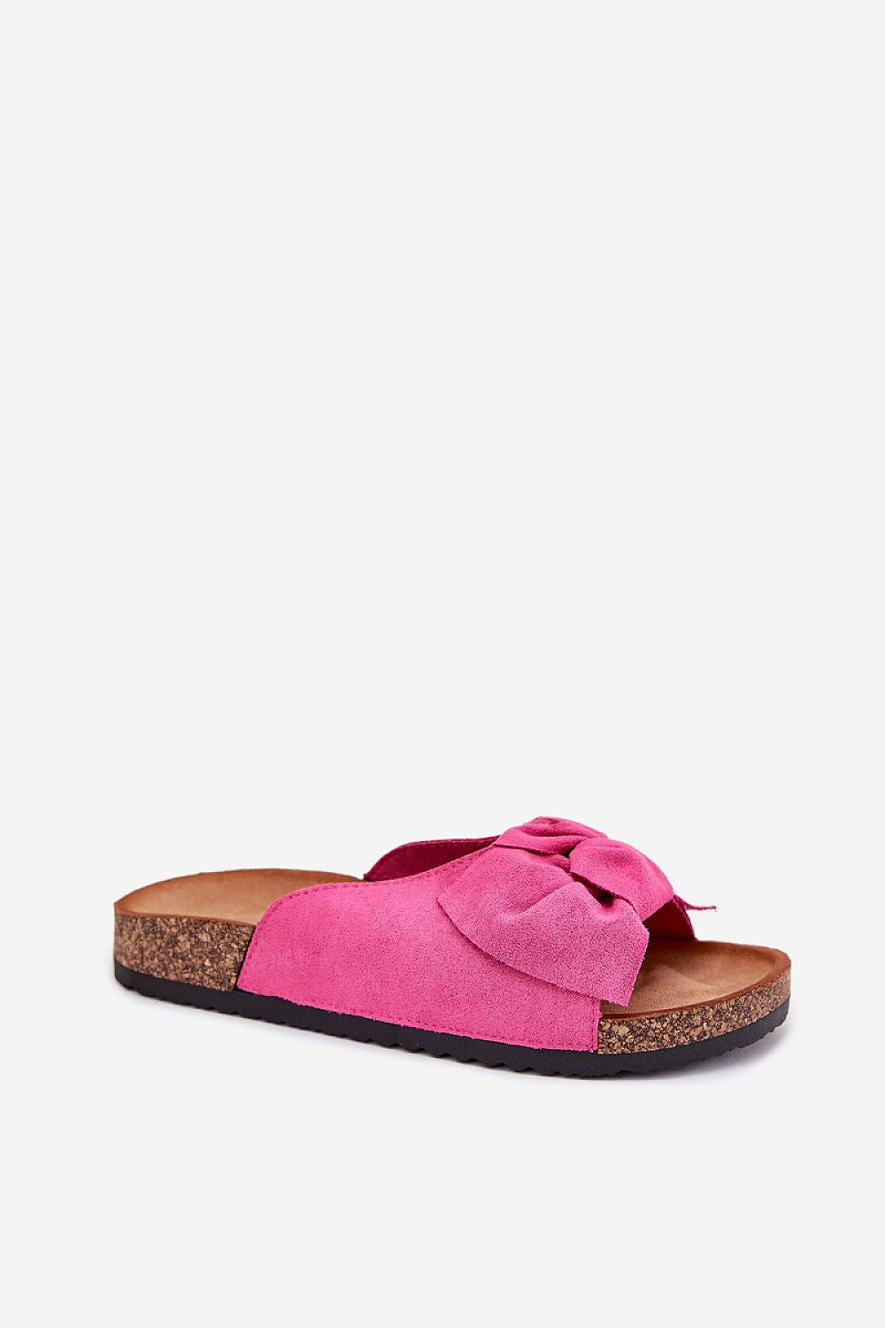 Sandalias fucsia atrevidas con moño decorativo