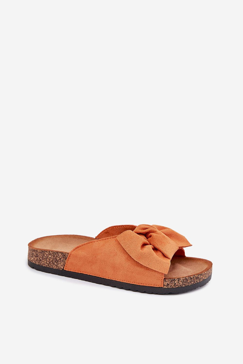 Sandalias planas naranja coral con lazo grande