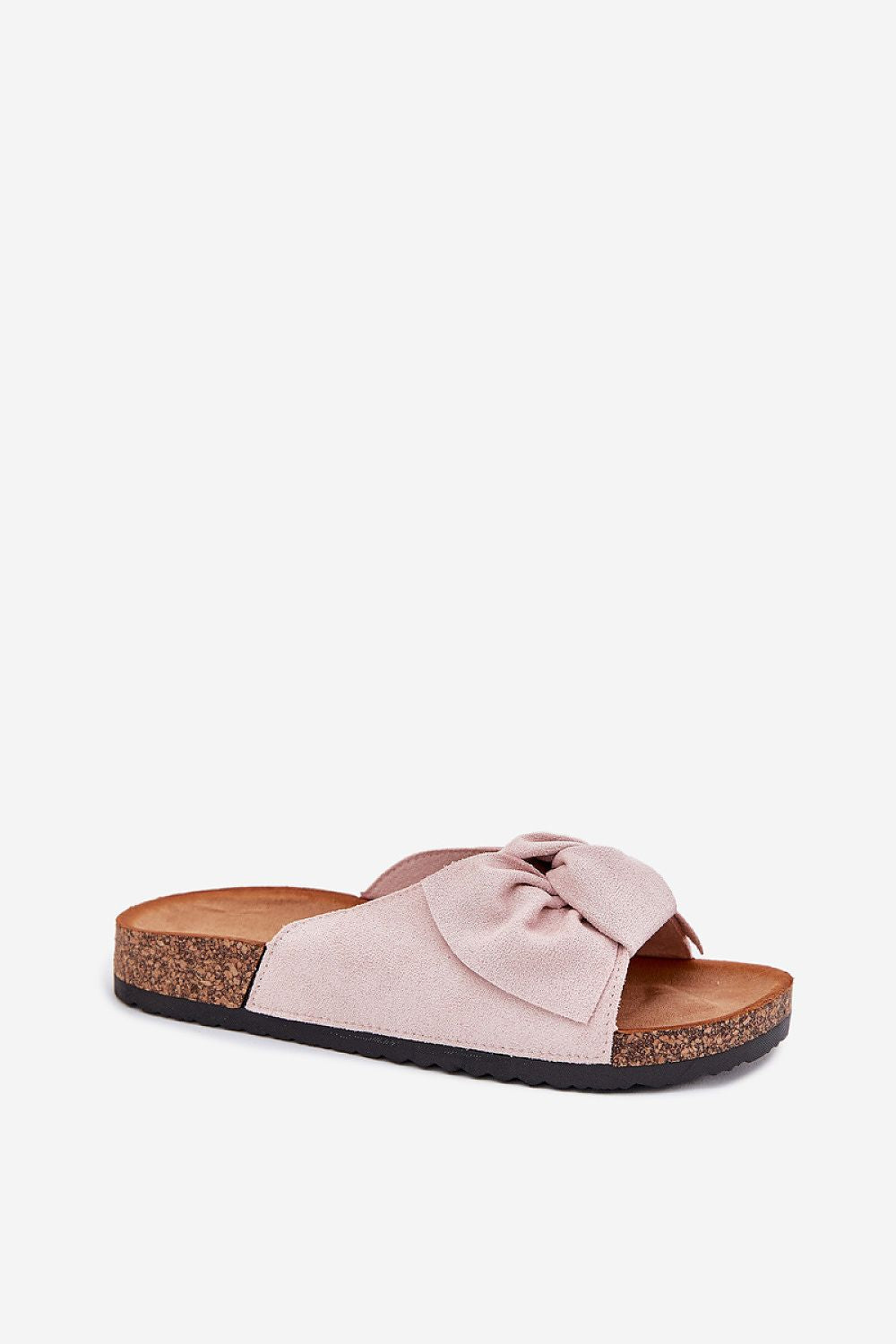 Sandalias rosa palo suaves con lazo decorativo 