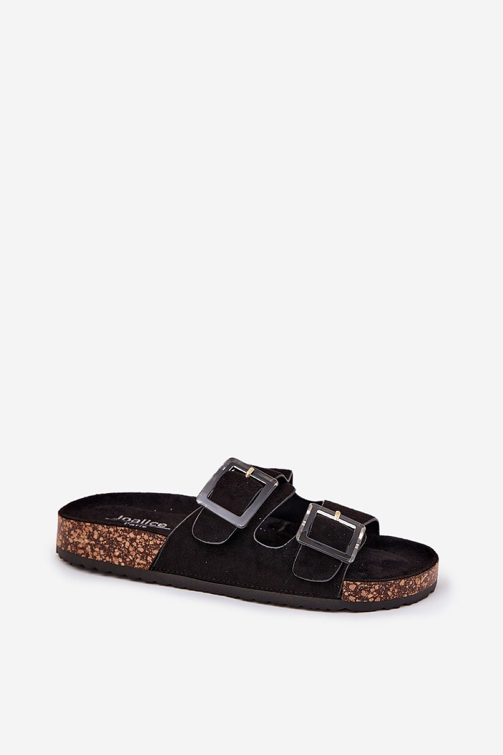 Sandalias negras de eco ante con suela de corcho