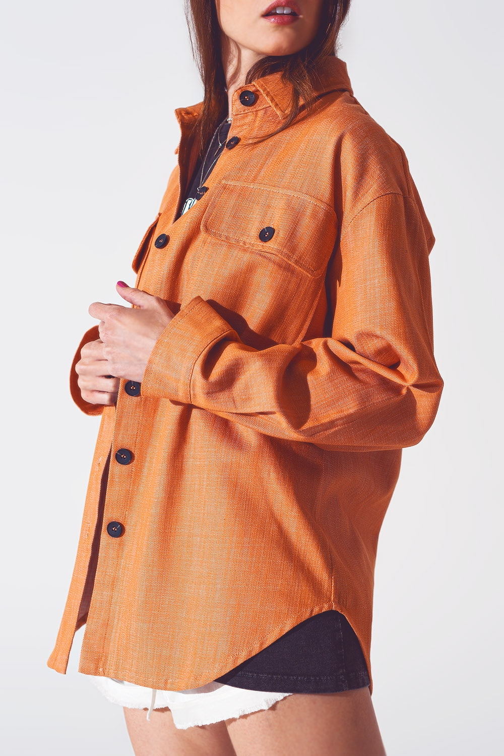 Sobrecamisa de manga larga en naranja