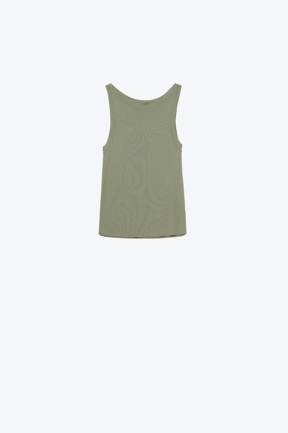 Top caqui de canalé con cuello barco