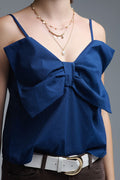Top de popelina azul marino con detalle de lazo