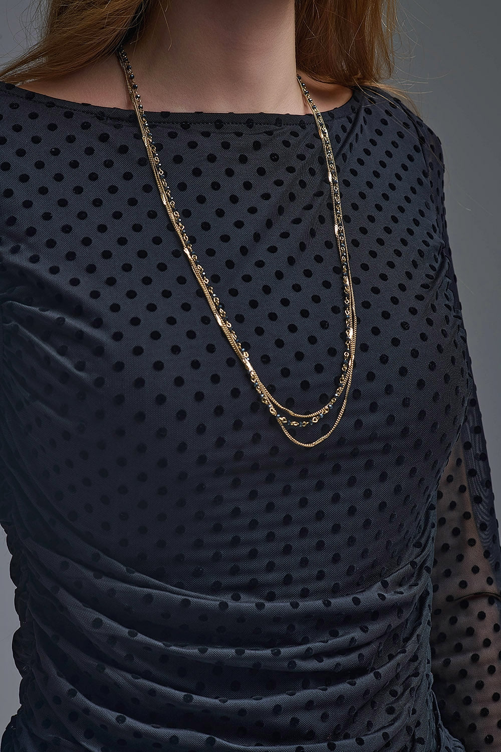 Top negro de lunares transparentes