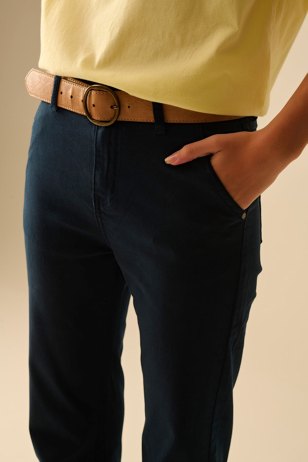 Vaqueros acampanados denim azul marino cómodos y elásticos