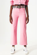 Q2 Vaqueros cropped wide leg en rosa