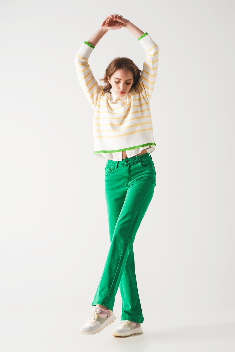 Vaqueros de cintura alta slouchy mom jeans en verde
