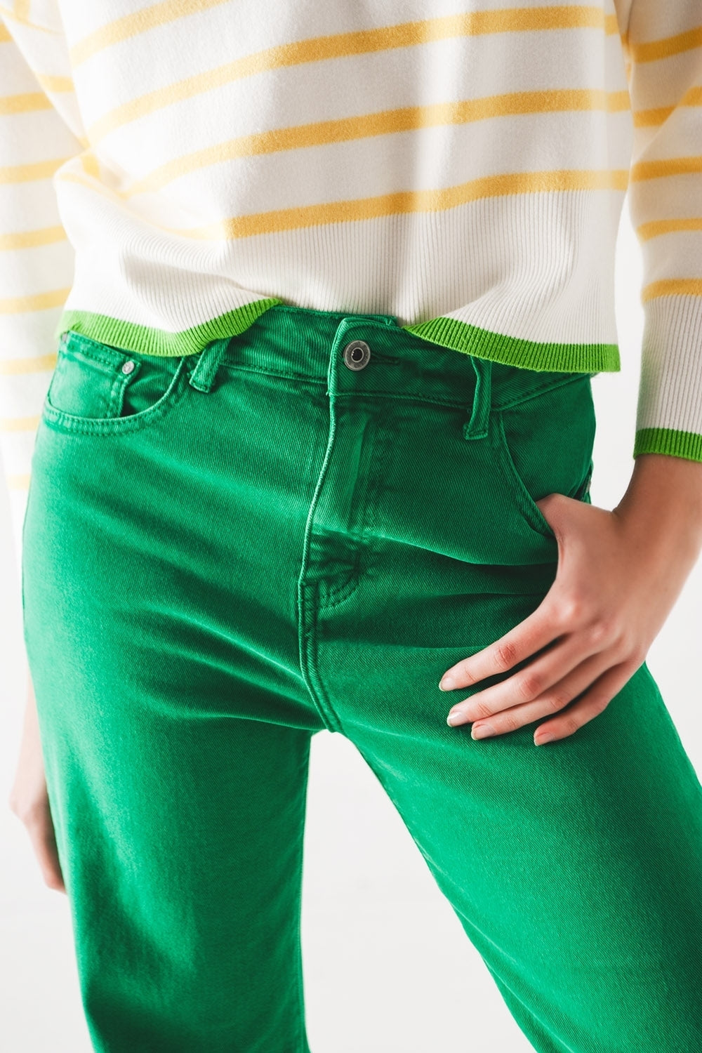 Vaqueros de cintura alta slouchy mom jeans en verde