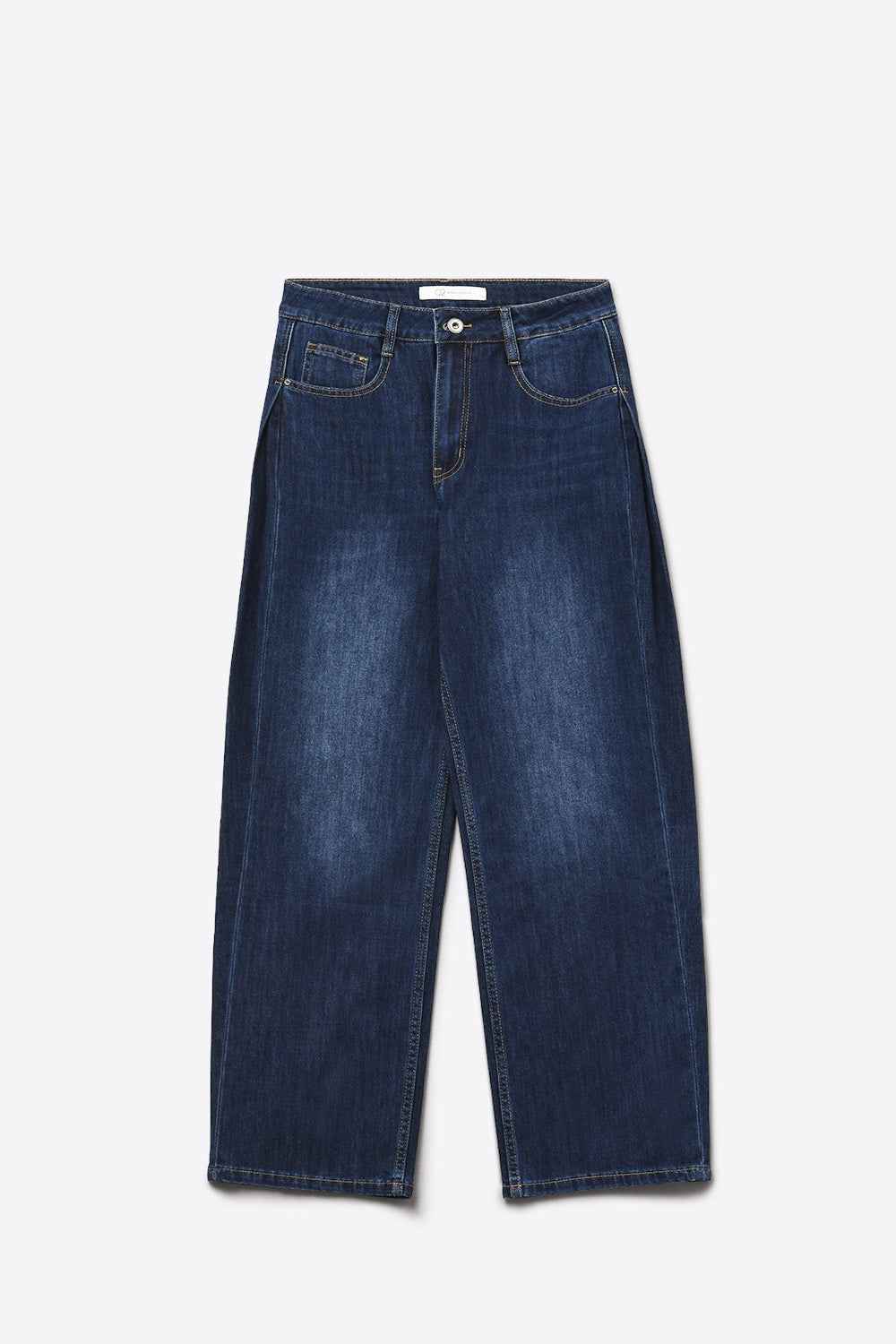 Vaqueros de pierna ancha con detalle de pinzas laterales en azul oscuro