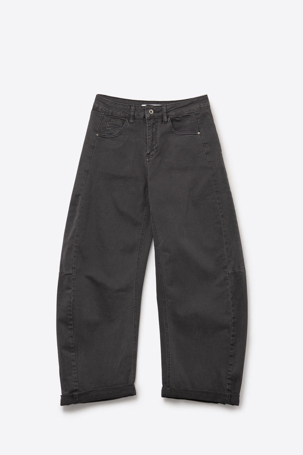 Vaqueros Globo Barrel Grises de Moda con Bolsillos