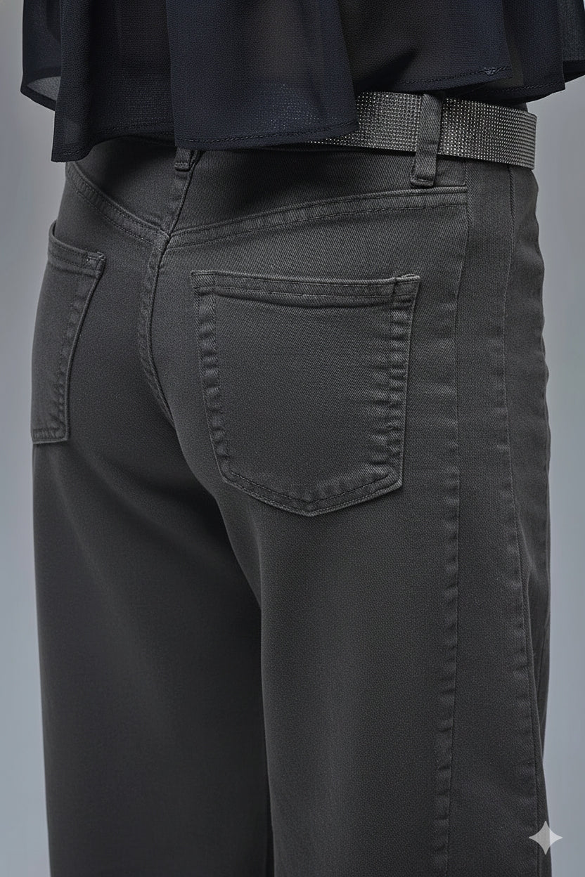 Vaqueros Globo Barrel Grises de Moda con Bolsillos