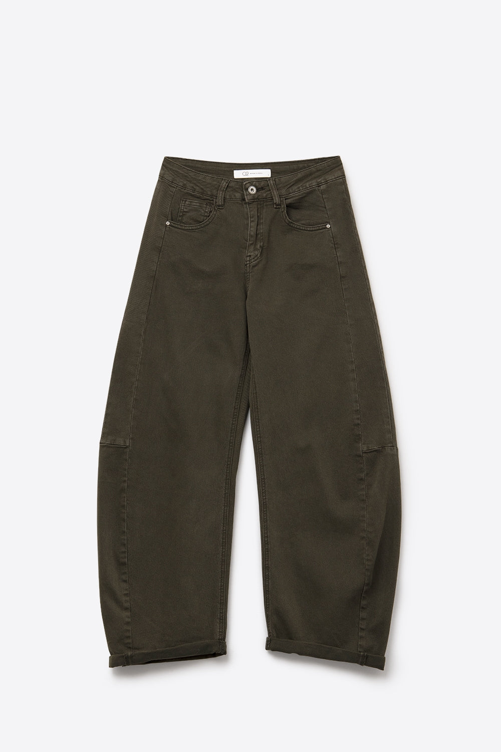 Vaqueros Globo Barril Verde de Moda con Bolsillos