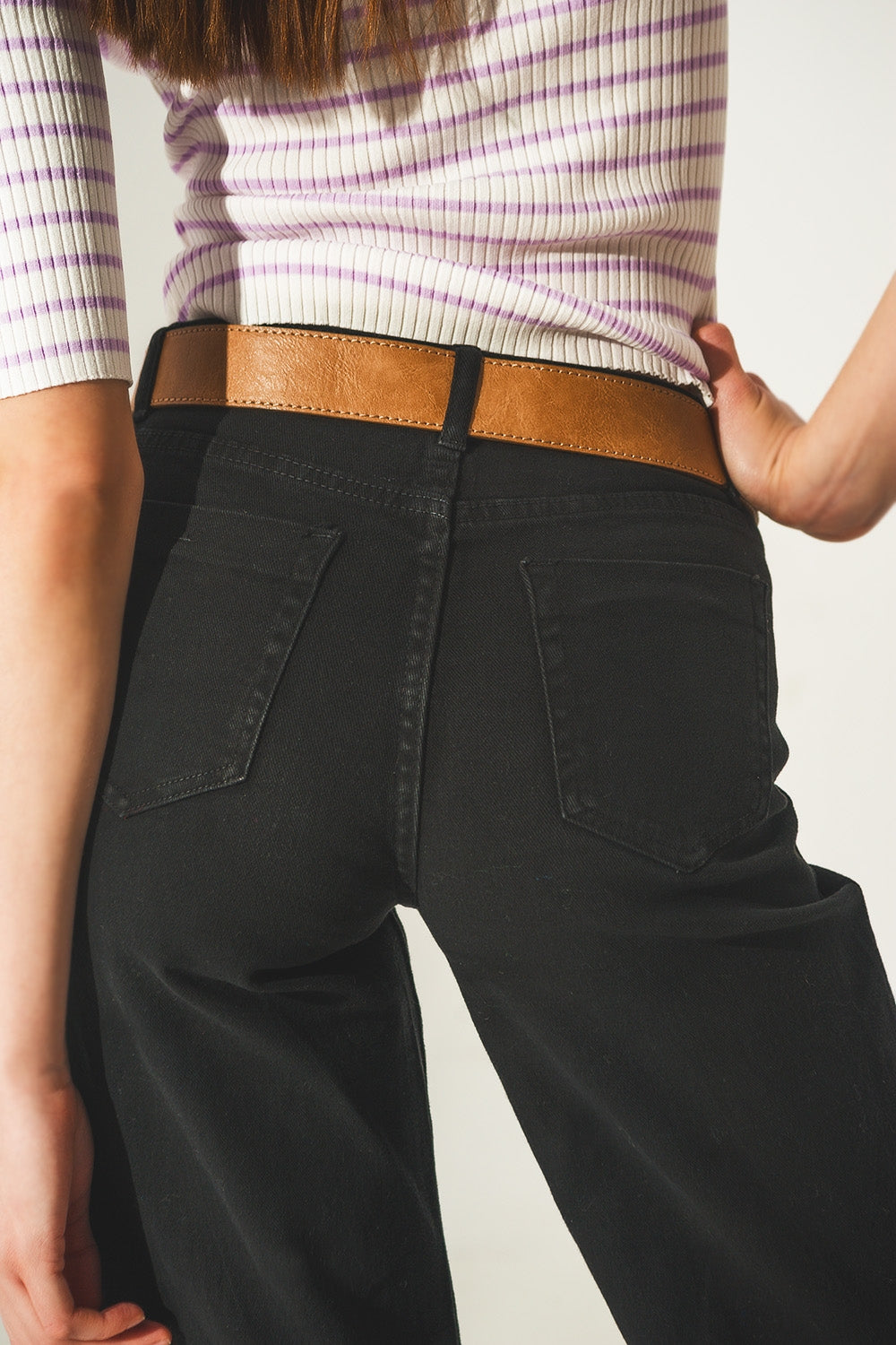 Vaqueros negros de pernera ancha de mezcla de algodón