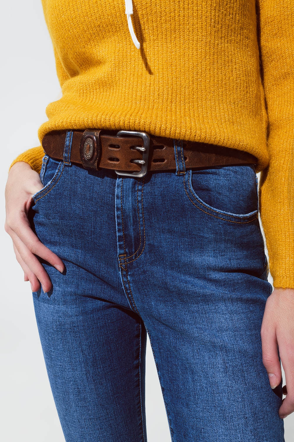 Vaqueros skinny acampanados azul medio