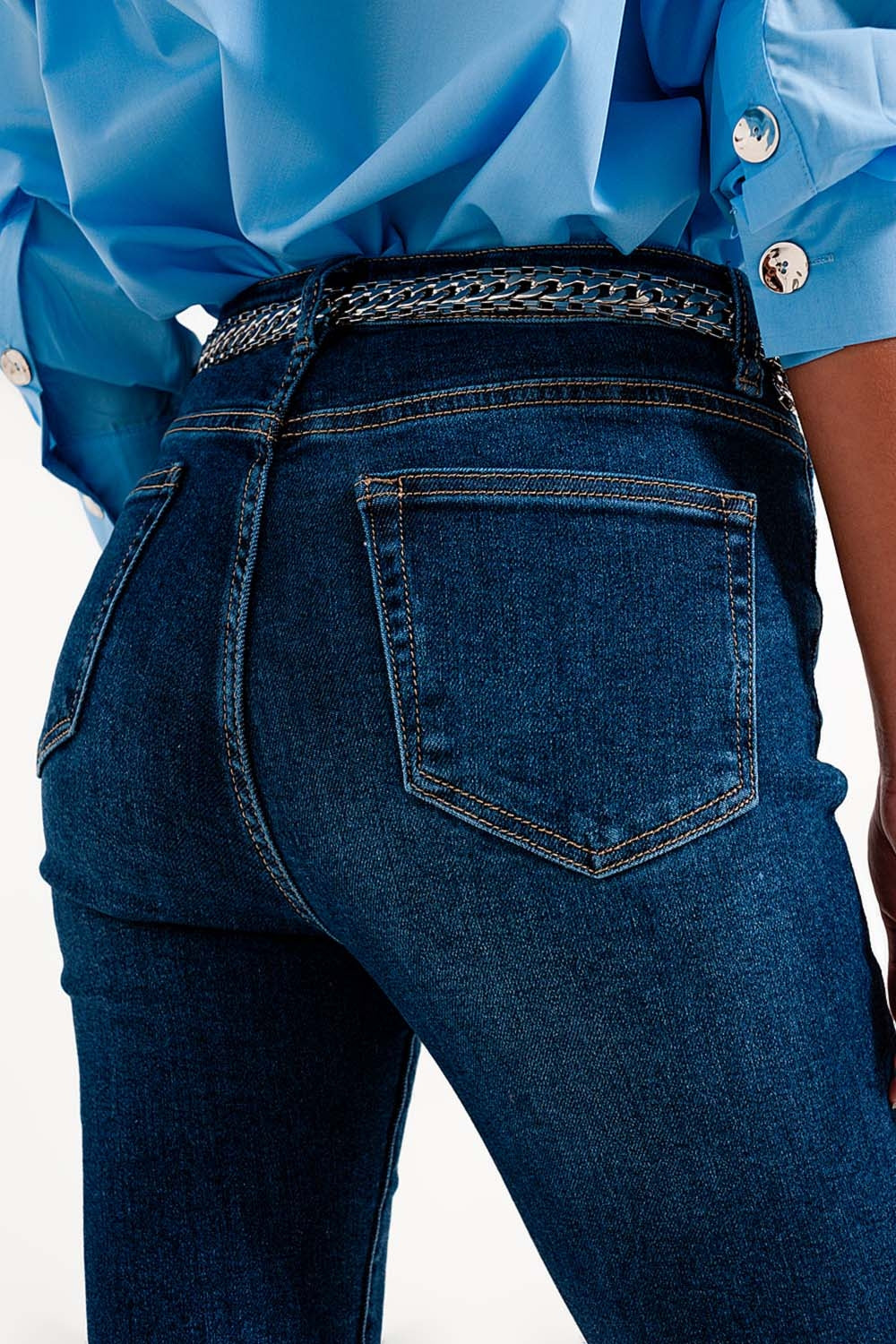 Vaqueros skinny con lavado oscuro de talle alto