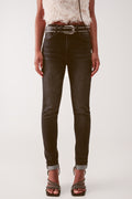 Vaqueros skinny en negro deslavado con cintura alta