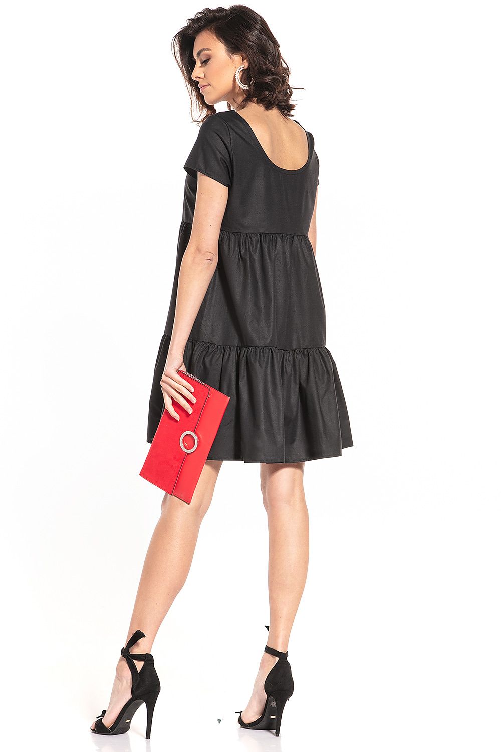 Vestido de algodon corto evasé con escote en la espalda – vista posterior
