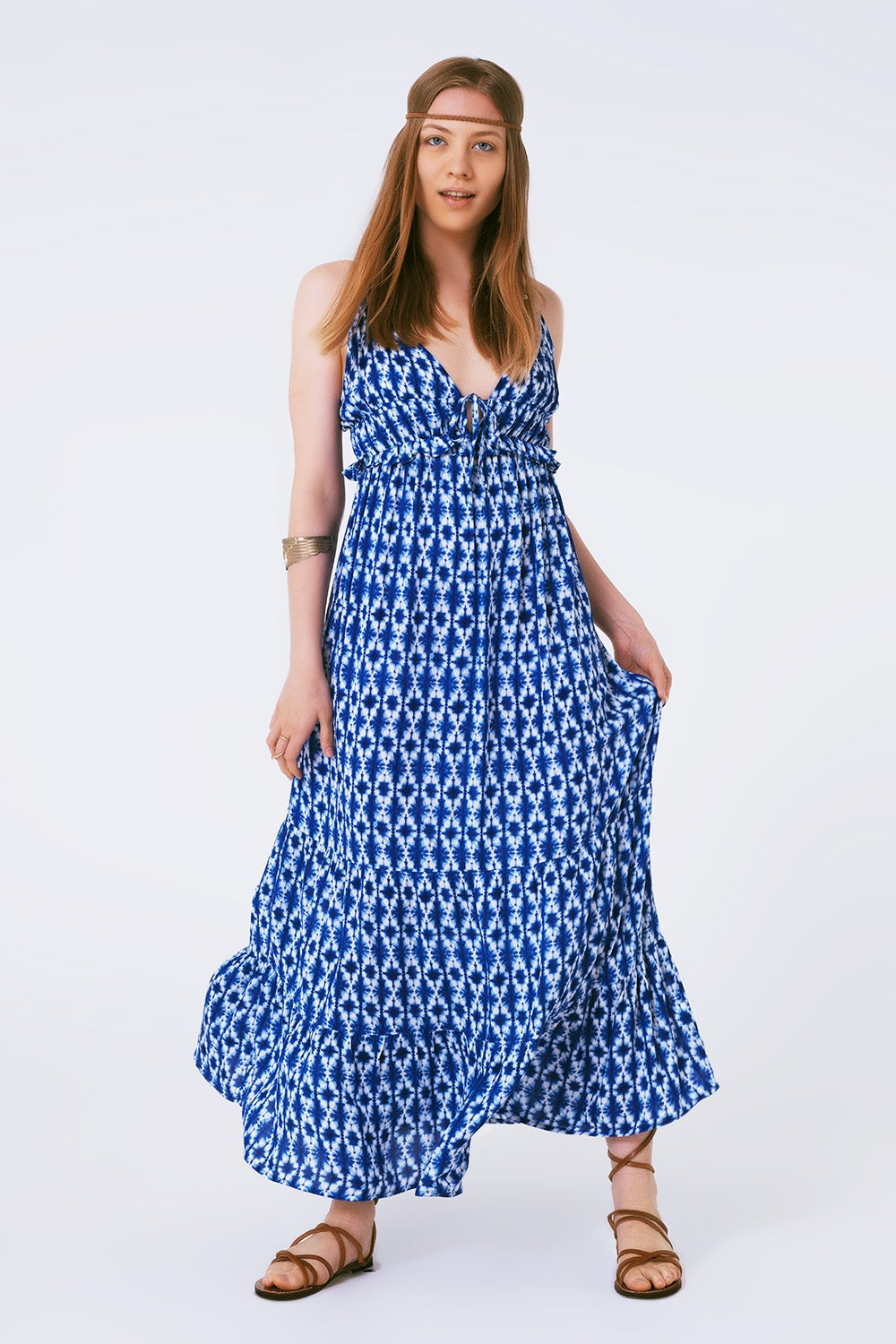 Vestido largo boho estampado con tirantes