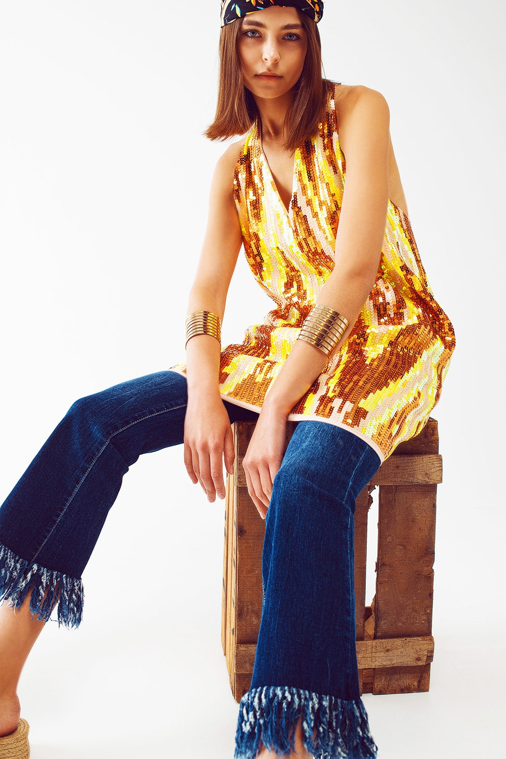 Q2 Vestido mini de fiesta con lentejuelas